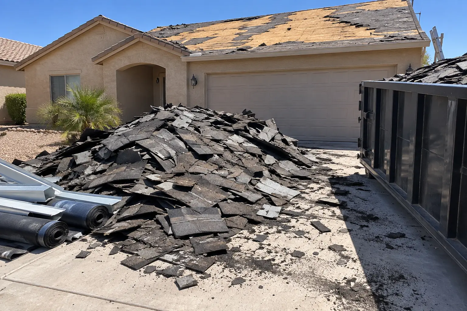 before — shingle tear-off pile